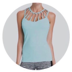 2B Bebe Caged Metal Trim Neck Top
